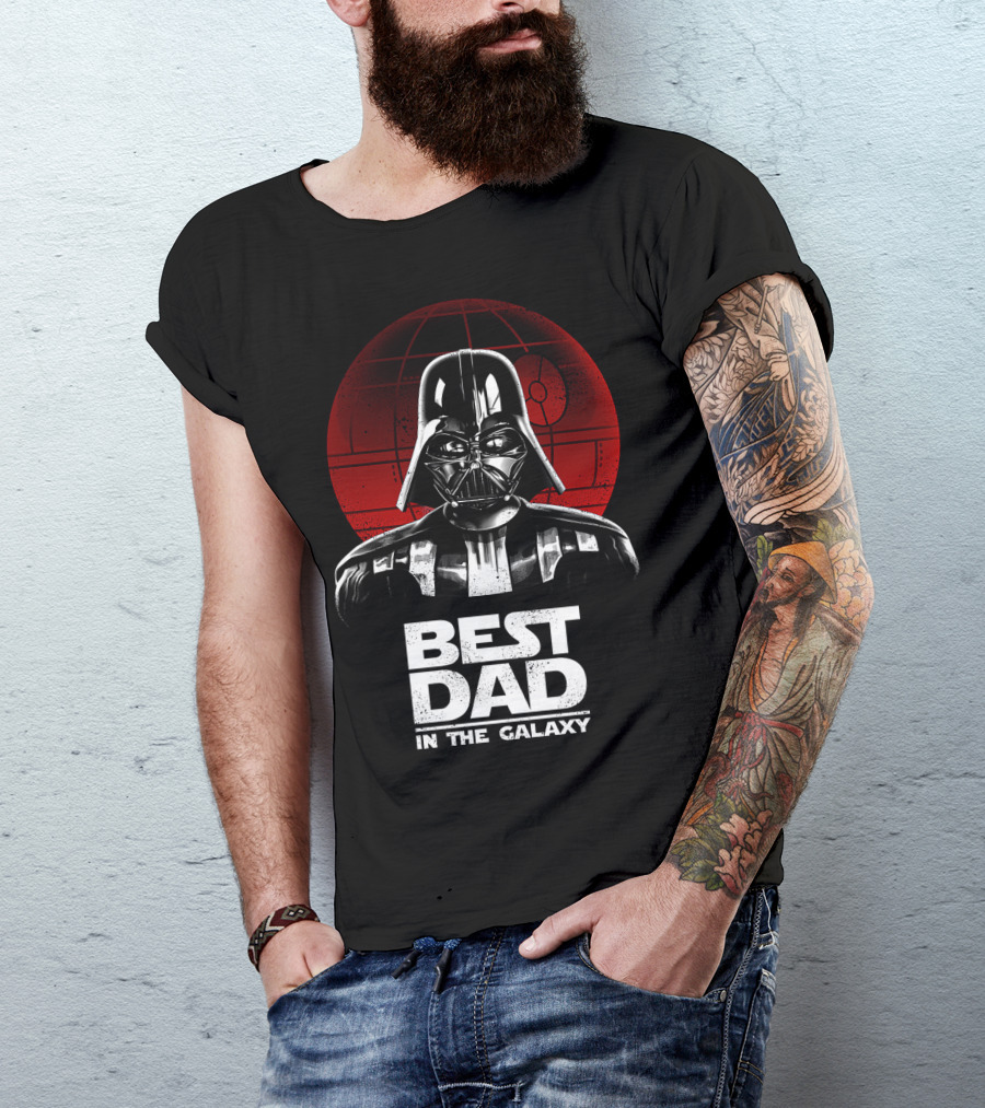 Best Dad In The Galaxy Father's Day Darth Vader Star Wars Death Star T-Shirt
