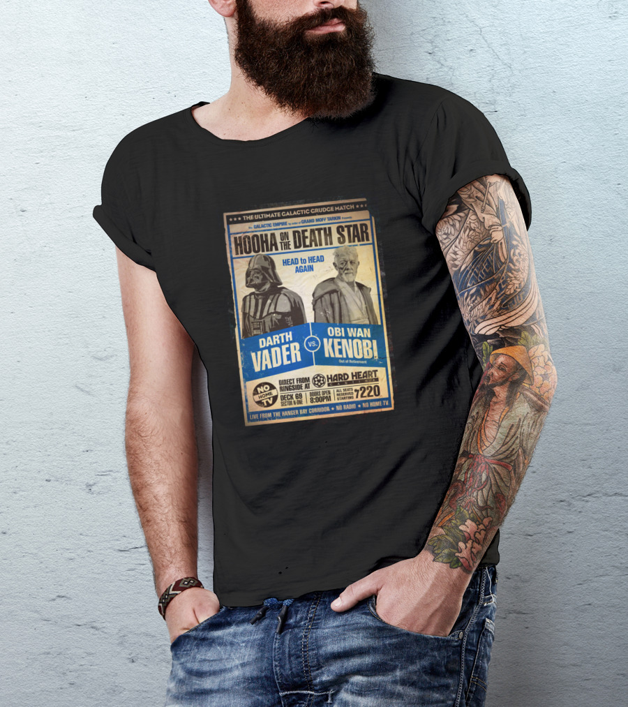 Hooha On The Death Star Darth Vader Vs Obi Wan Kenobi Head To Head Again T-Shirt