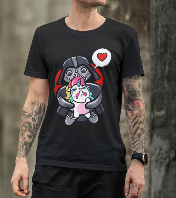 Hug Crying Unicorn Darth Vader Heart Speech Bubble Star Wars T-Shirt