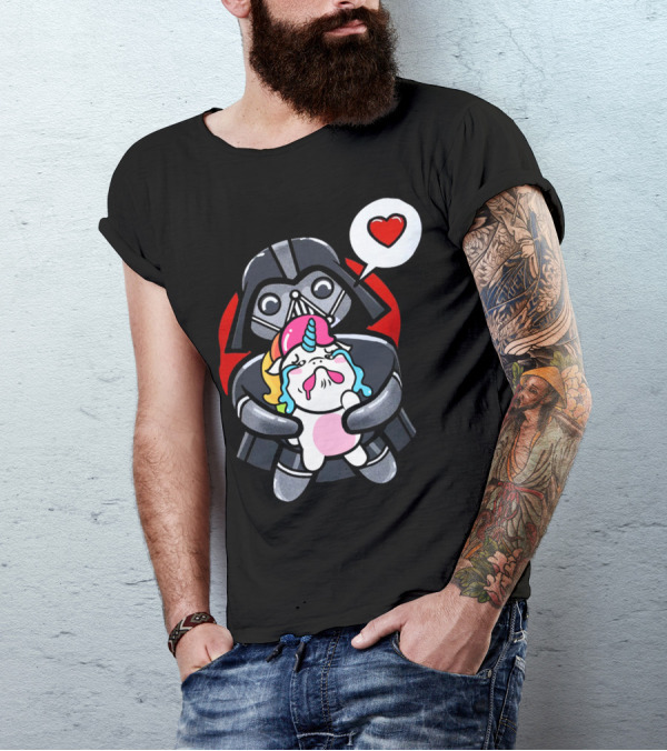Hug Crying Unicorn Darth Vader Heart Speech Bubble Star Wars T-Shirt