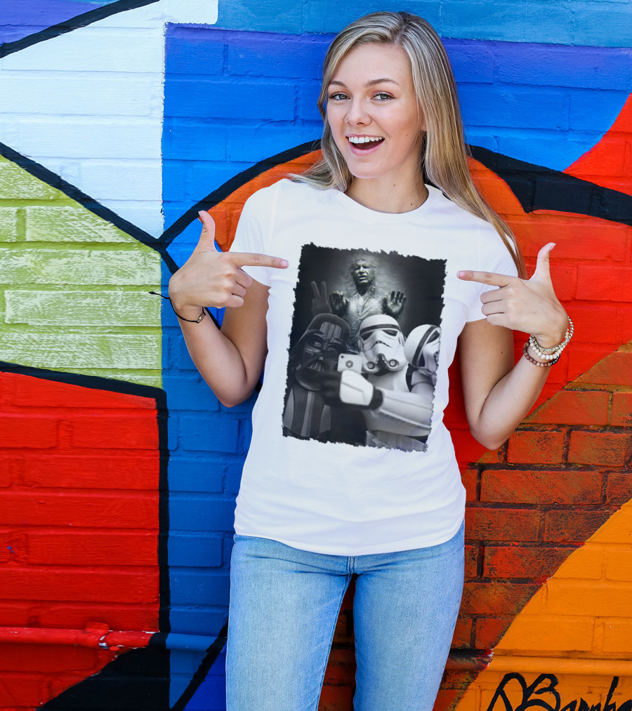 Selfie Together Darth Vader Stormtroopers Han Solo Frozen Star Wars T-Shirt