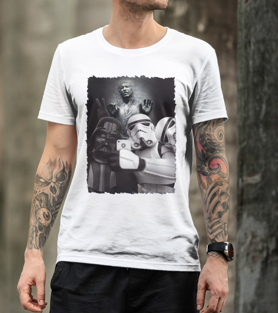 Selfie Together Darth Vader Stormtroopers Han Solo Frozen Star Wars T-Shirt