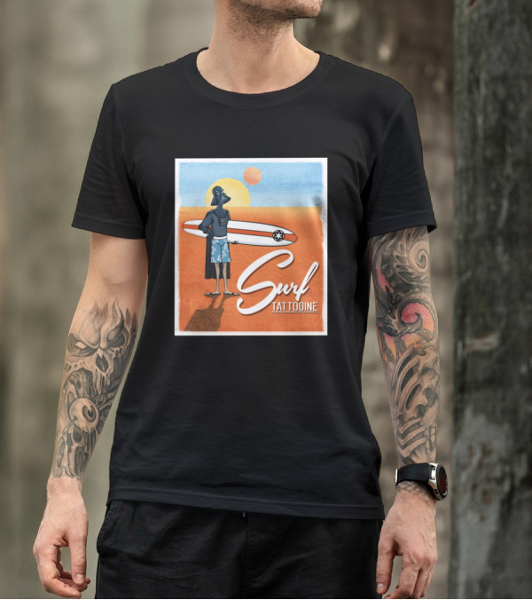 Surf Tatooine Darth Vader Star Wars Surfing Scene T-Shirt