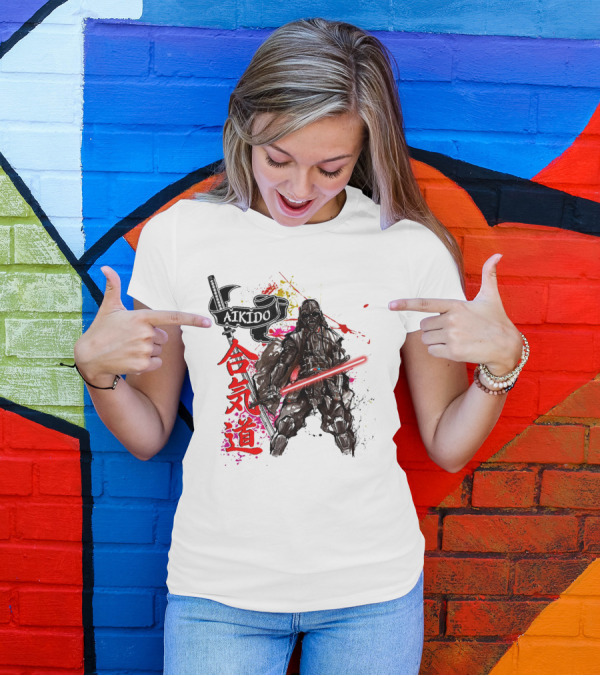 Aikido Samurai Darth Vader Star Wars Lightsaber Fusion T-Shirt