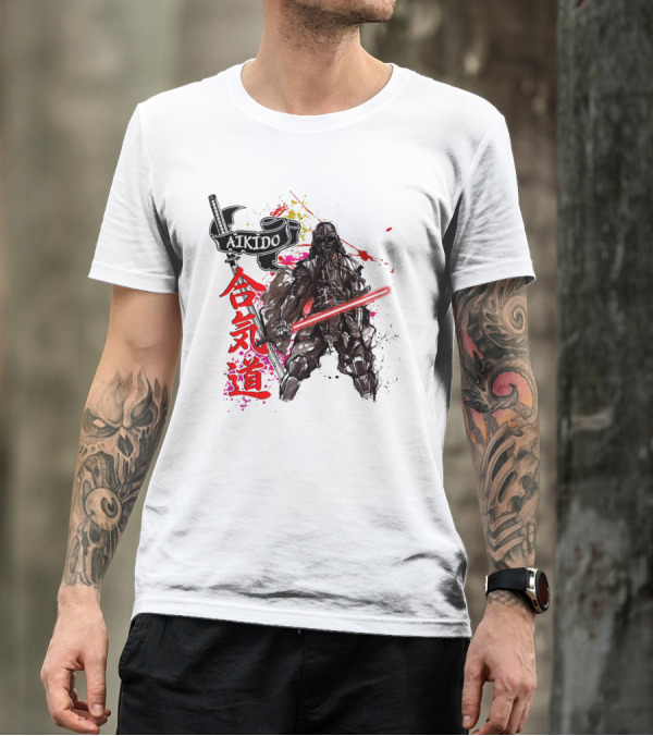Aikido Samurai Darth Vader Star Wars Lightsaber Fusion T-Shirt