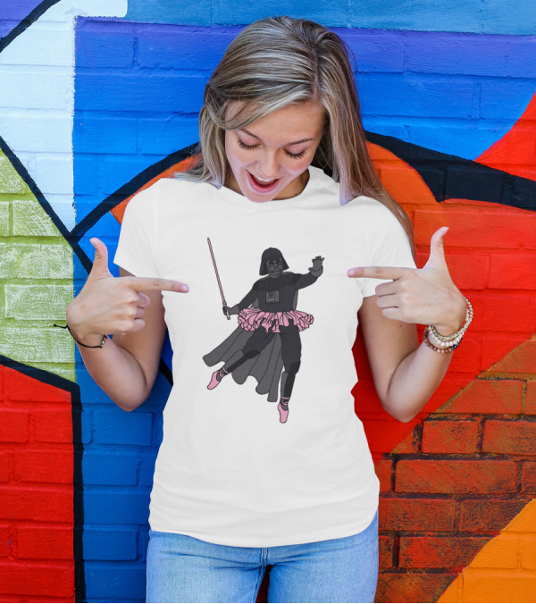 Star Wars Ballet Dancing Darth Vader Tutu Pink Lightsaber T-Shirt