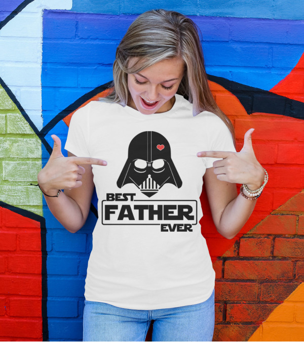 Best Father Ever Father's Day Darth Vader Star Wars Helmet Heart T-Shirt