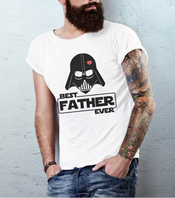 Best Father Ever Father's Day Darth Vader Star Wars Helmet Heart T-Shirt