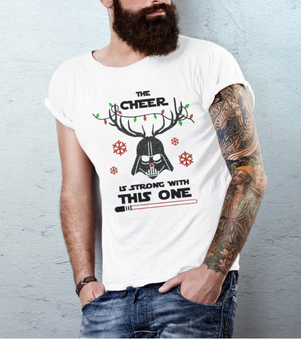 Darth Vader Christmas Cheer Glitter Star Wars Reindeer Lights Snowflakes T-Shirt