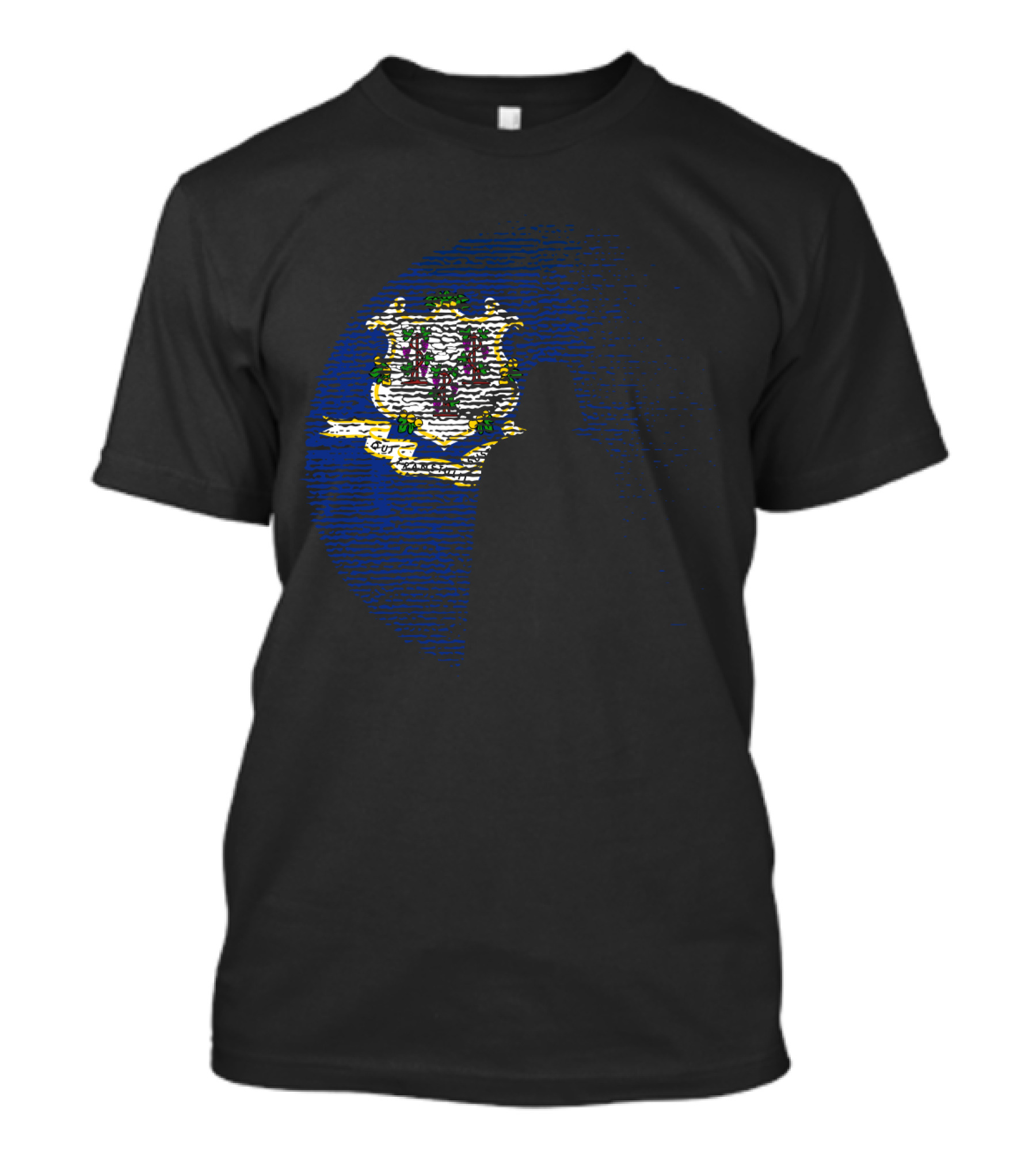 Connecticut State Flag Darth Vader Silhouette Death Star Icon Moon Star Wars T-Shirt