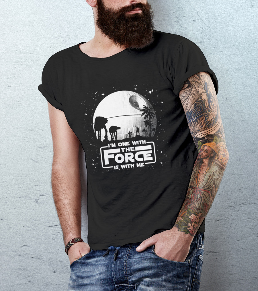 I'm One With The Force Is With Me Death Star Moon Star Wars T-Shirt