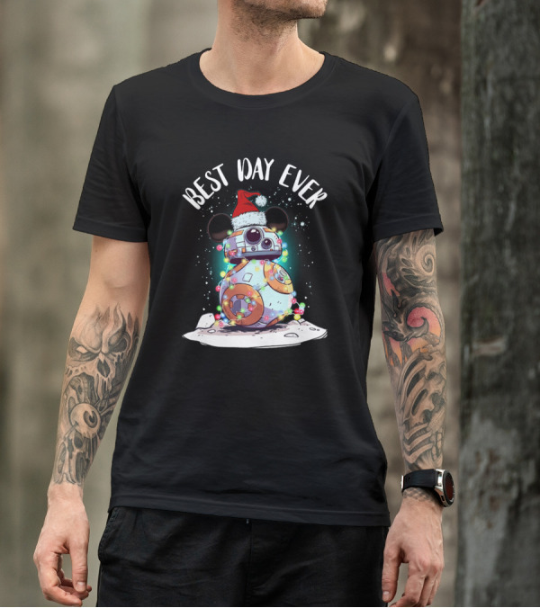 Best Day Ever BB 8 Droid Star Wars Santa Hat Mickey Ears Holiday Lights T-Shirt