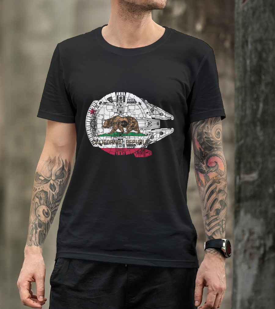 California Republic Bear And The Millennium Falcon Overlap T-Shirt