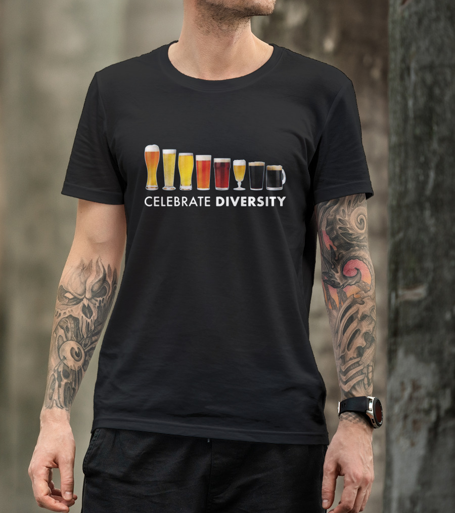 Celebrate Diversity Beer Glasses Variety For Beer Lovers T-Shirt