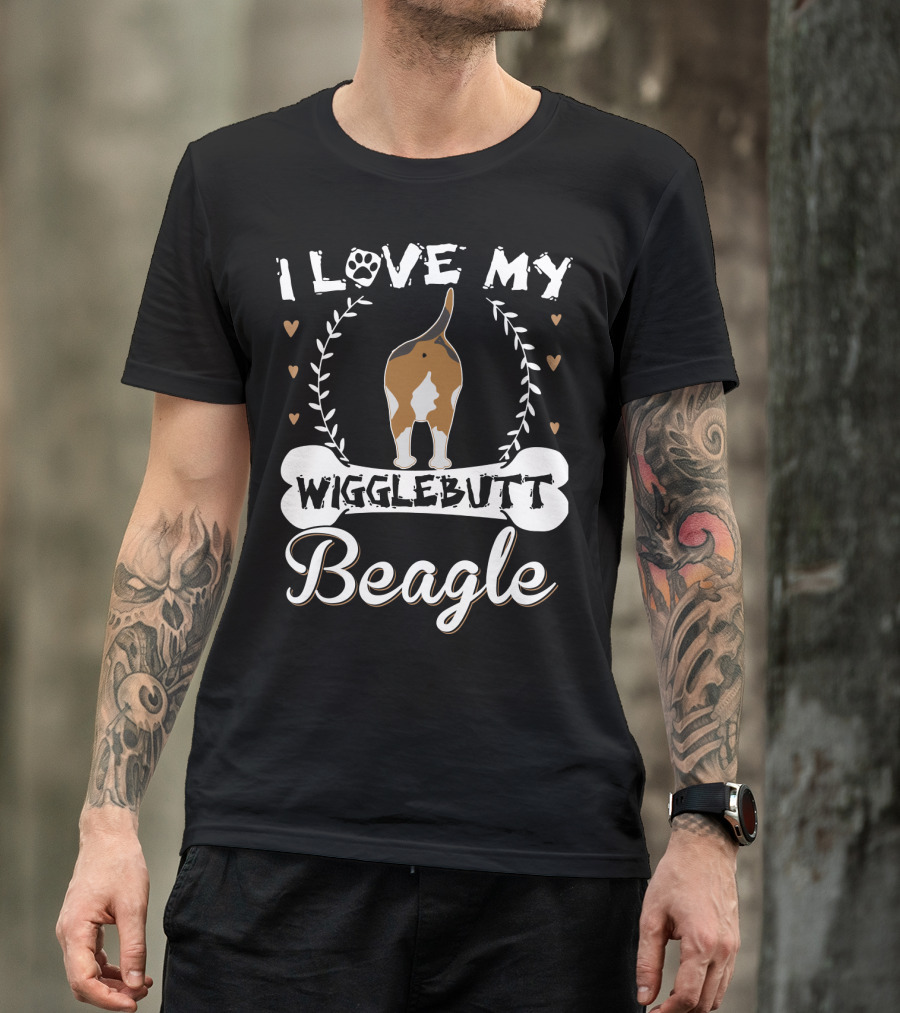 I Love My Wigglebutt Beagle Heart Paw Bone T-Shirt