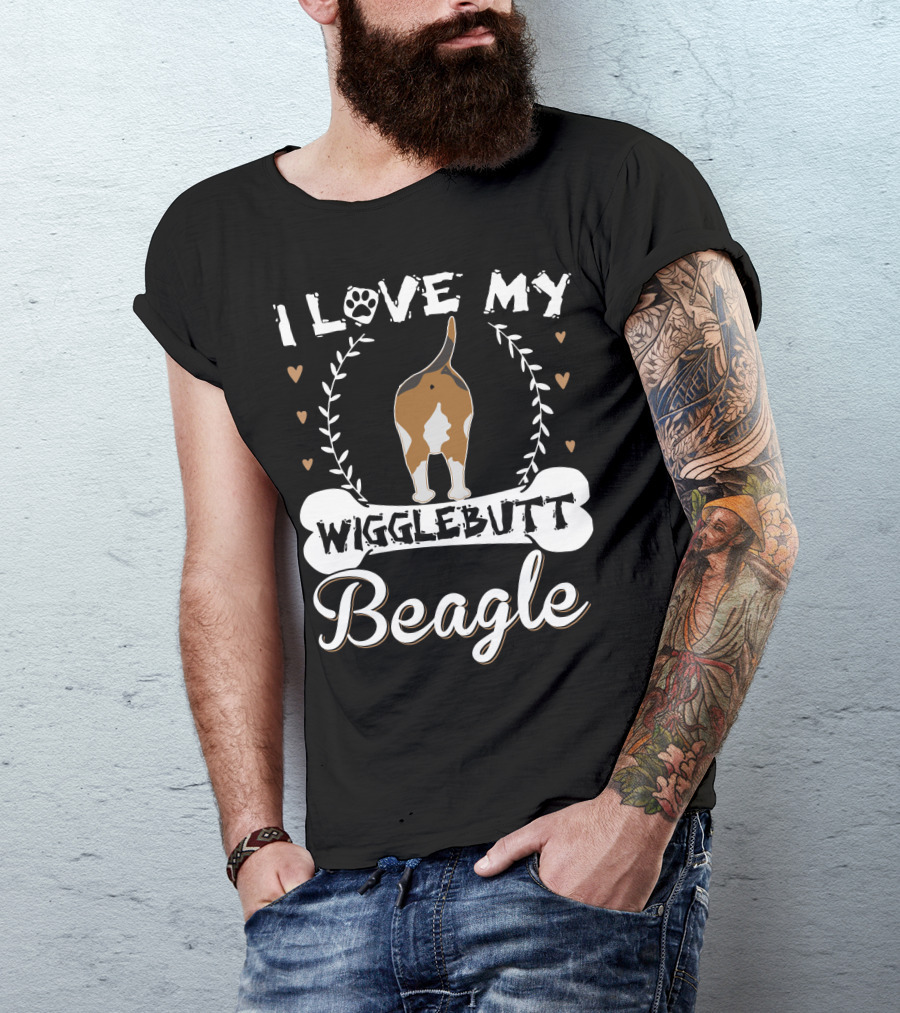 I Love My Wigglebutt Beagle Heart Paw Bone T-Shirt