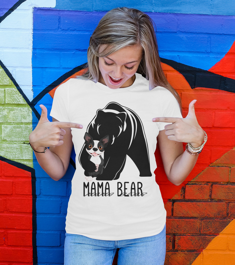 Mama Bear With Cute Dog Companion T-Shirt