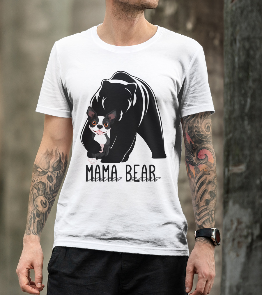 Mama Bear With Cute Dog Companion T-Shirt