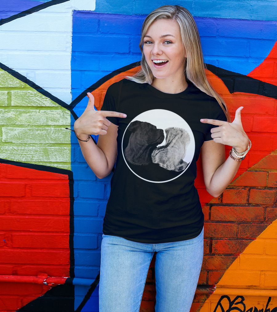 Cane Corso Yin Yang Circle With Black And White Dog Heads T-Shirt