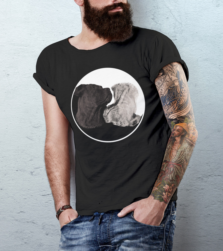 Cane Corso Yin Yang Circle With Black And White Dog Heads T-Shirt