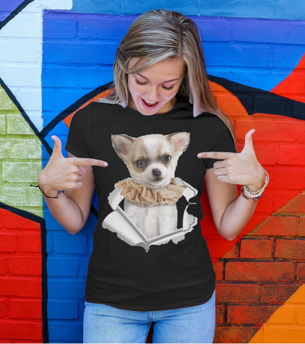 Chihuahua 3D Peek Out Frill Collar T-Shirt