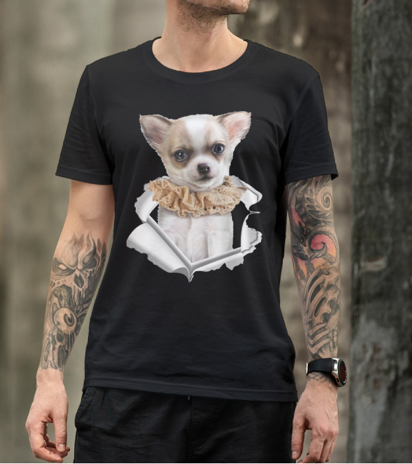 Chihuahua 3D Peek Out Frill Collar T-Shirt