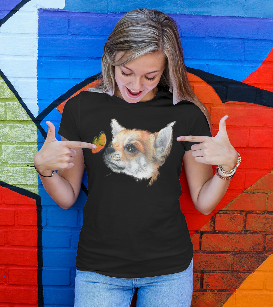 Chihuahua And Butterfly Encounter T-Shirt