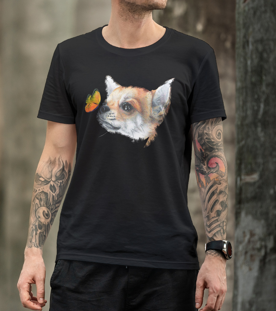 Chihuahua And Butterfly Encounter T-Shirt