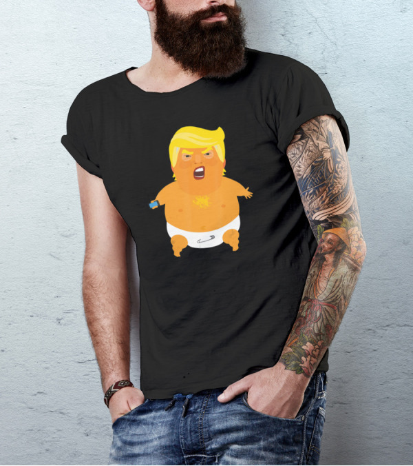 Trump Baby Balloon Cartoon Diaper Protest Character T-Shirt