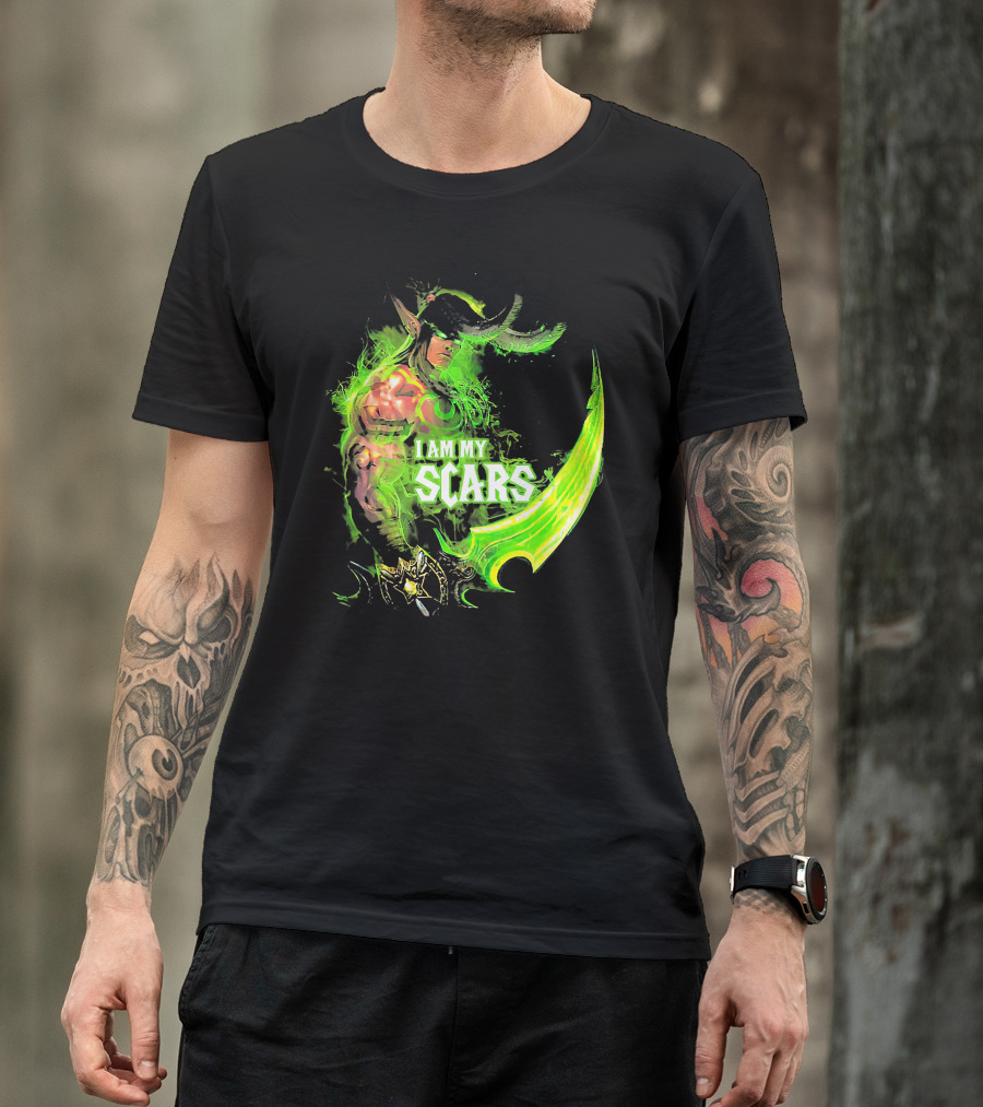 Ilidan I Am My Scars Warcraft Fantasy Character T-Shirt