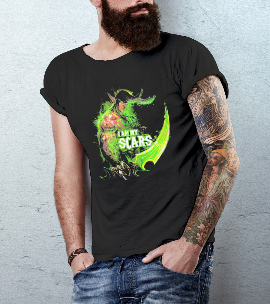 Ilidan I Am My Scars Warcraft Fantasy Character T-Shirt