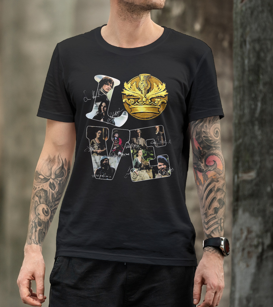 Love Outlander Crown Signature Cast Autographs T-Shirt