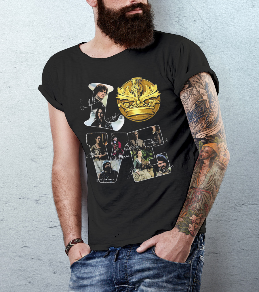 Love Outlander Crown Signature Cast Autographs T-Shirt