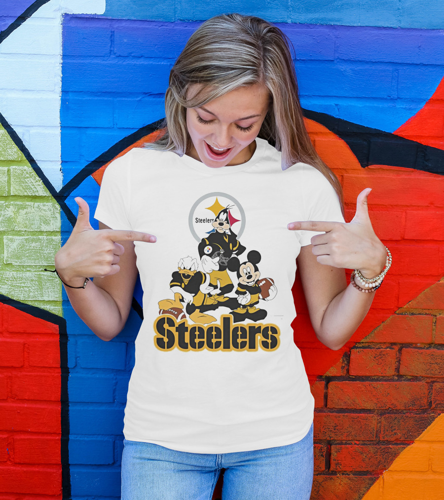 Mickey Donald Goofy Pittsburgh Steelers Football Characters T-Shirt