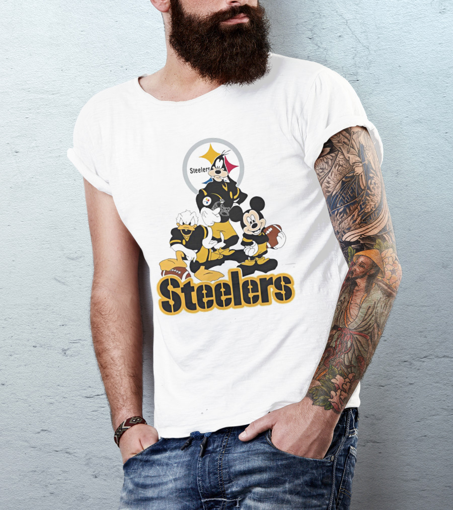 Mickey Donald Goofy Pittsburgh Steelers Football Characters T-Shirt