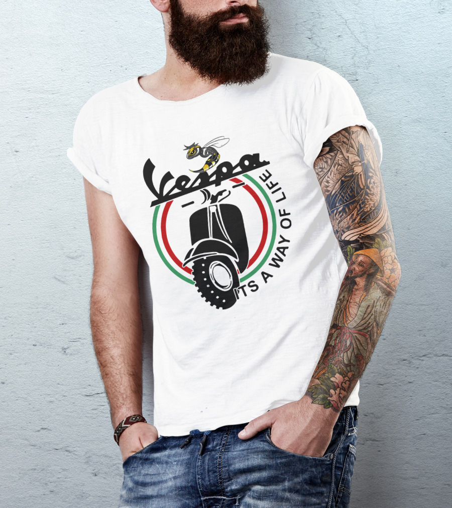 Vespa It's A Way Of Life With Bee And Scooter T-Shirt