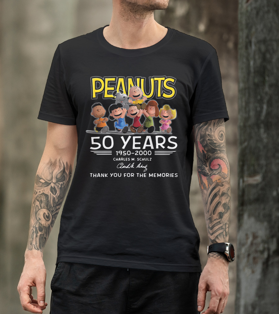 Peanuts 50 Years 1950-2000 Charles M. Schulz Thank You For The Memories T-Shirt
