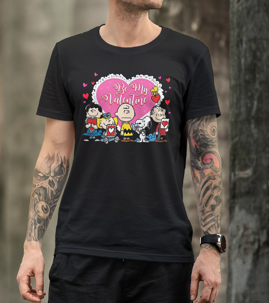 Peanuts Be My Valentine Heart And Characters T-Shirt