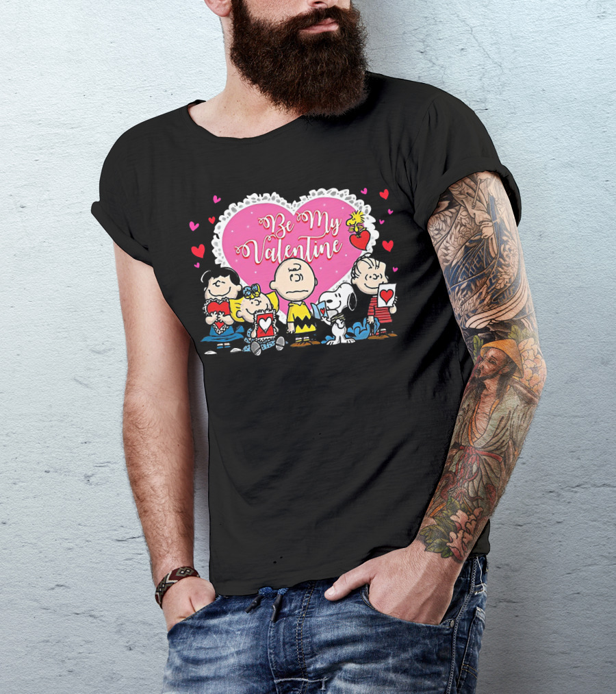 Peanuts Be My Valentine Heart And Characters T-Shirt