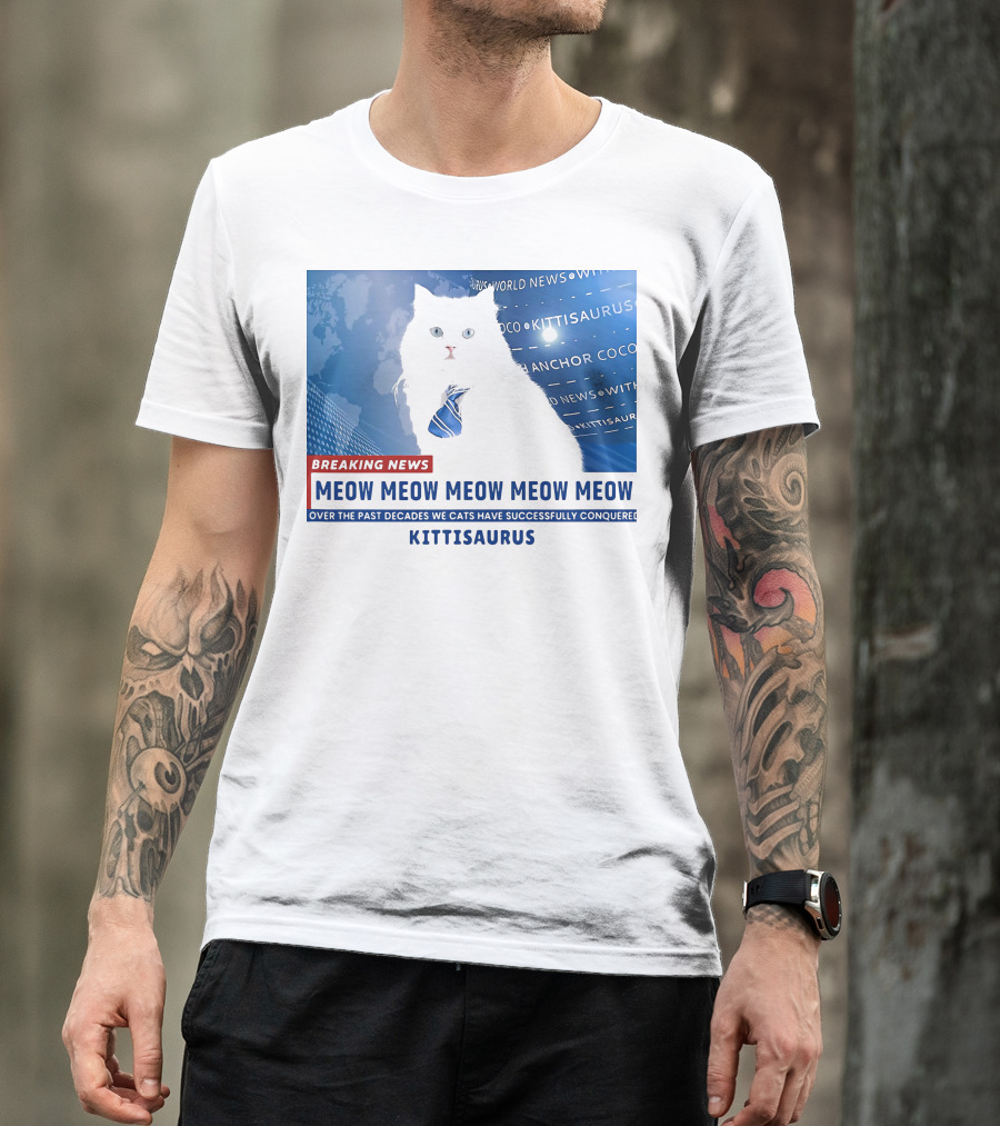 Breaking News Kittisaurus World News Anchor Coco Meow Meow Meow T-Shirt