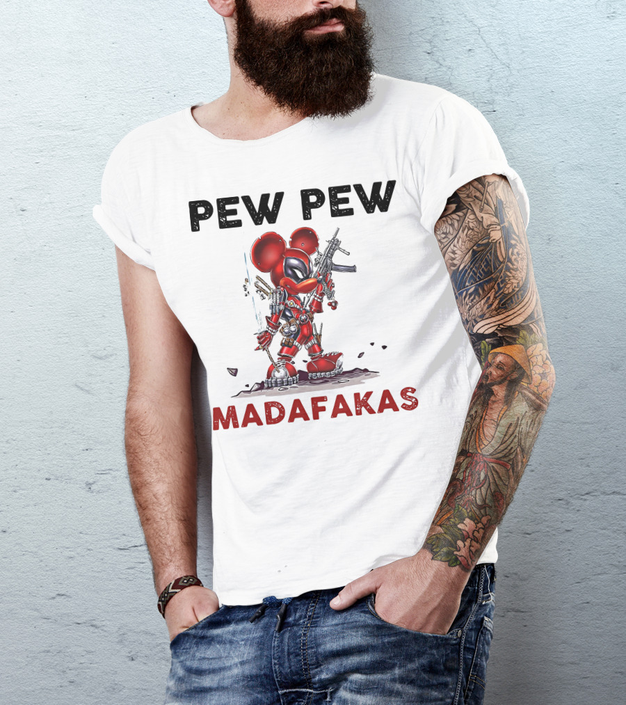 Pew Pew Madafakas Mickey Deadpool Mashup T-Shirt