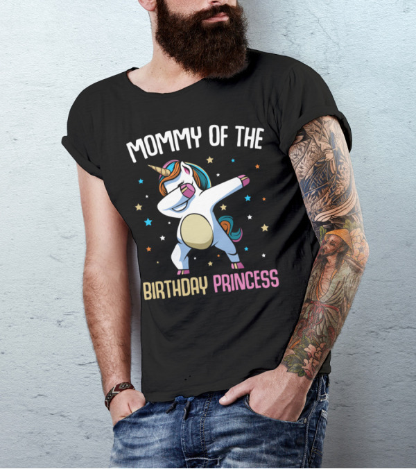 Mommy Of The Birthday Princess Dabbing Unicorn T-Shirt
