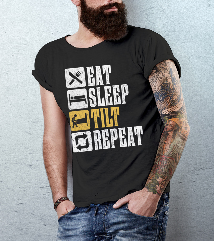 Eat Sleep Tilt Repeat Funny Pinball T-Shirt