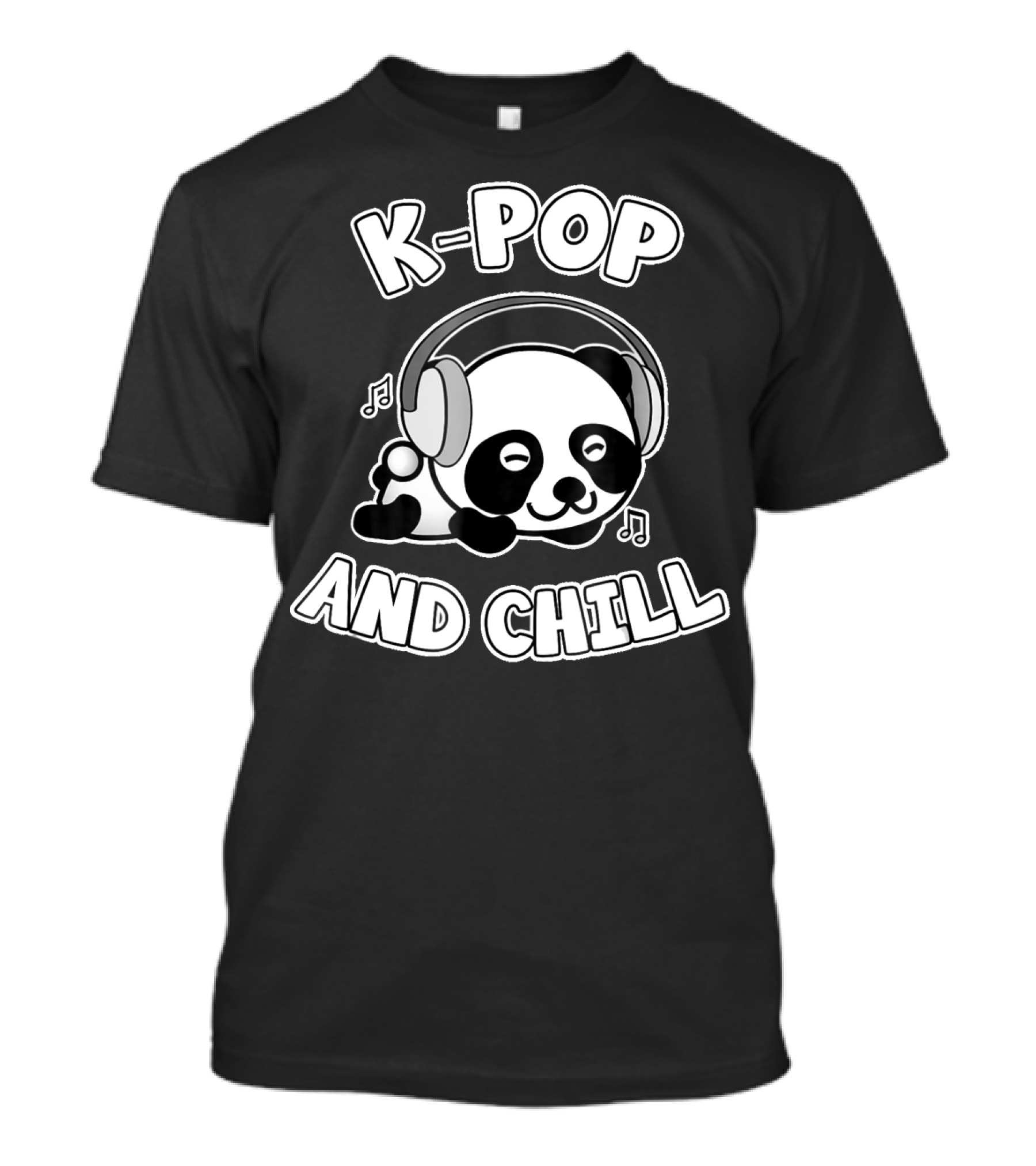 K-Pop And Chill Panda With Headphones Kpop Fan T-Shirt
