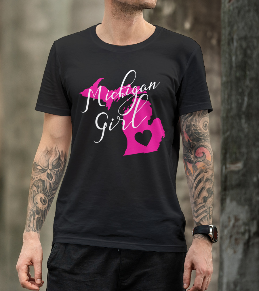 Michigan Girl Heart Home State T-Shirt