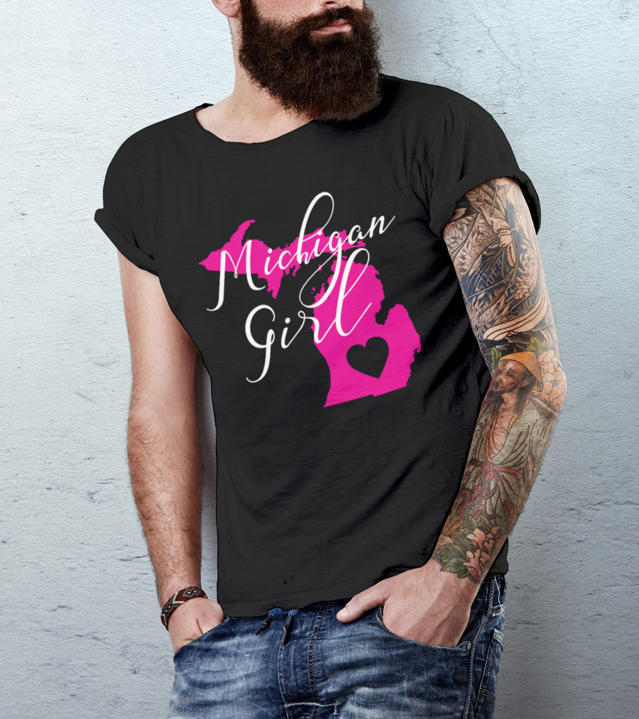 Michigan Girl Heart Home State T-Shirt