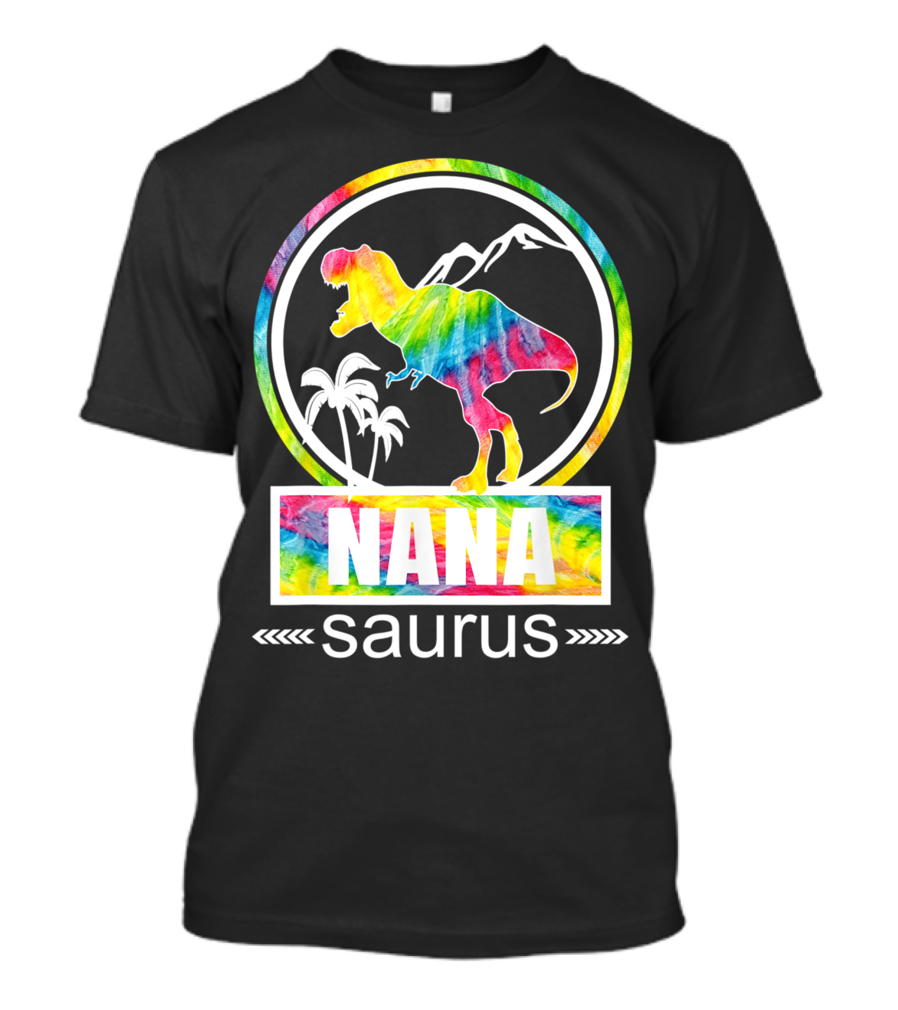 Nana Saurus Rainbow Dinosaur Tropical T-Shirt