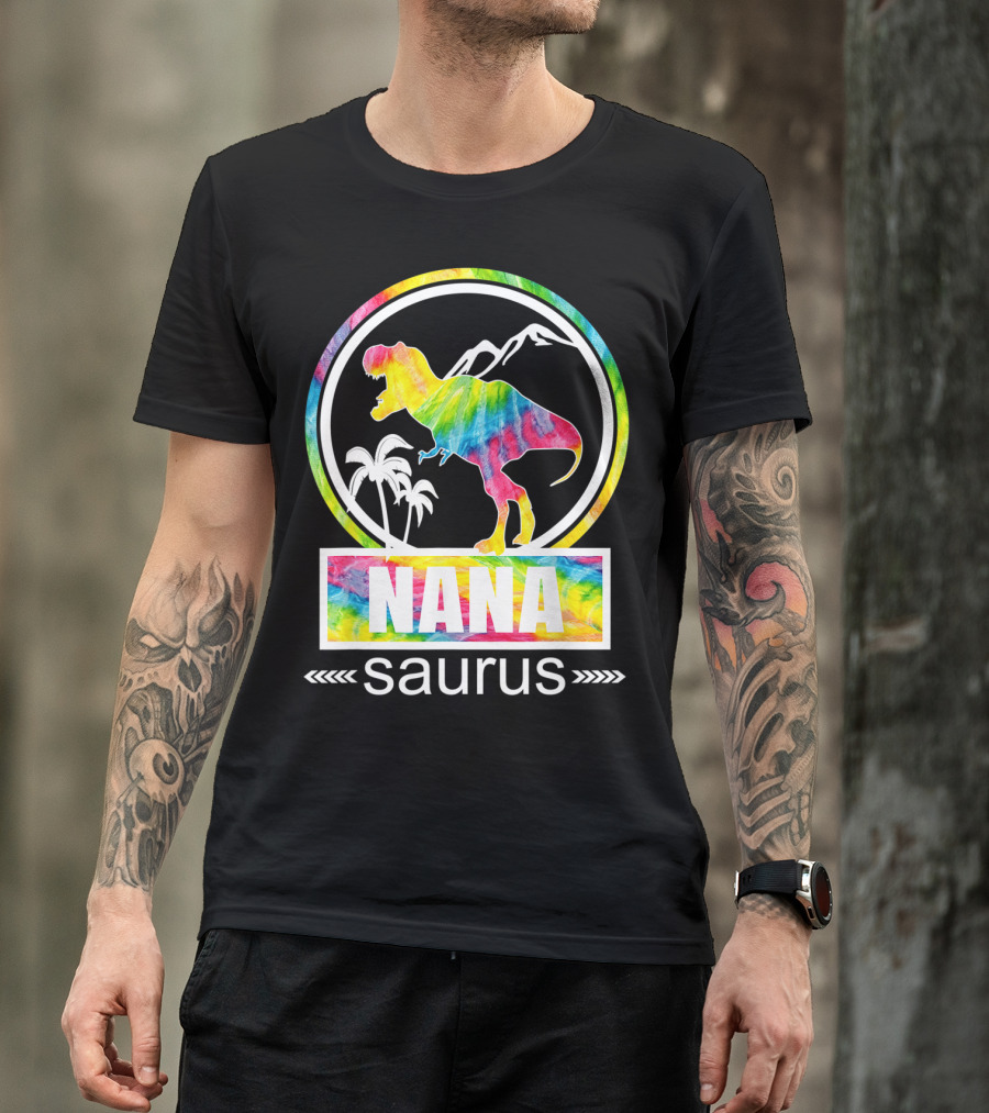 Nana Saurus Rainbow Dinosaur Tropical T-Shirt