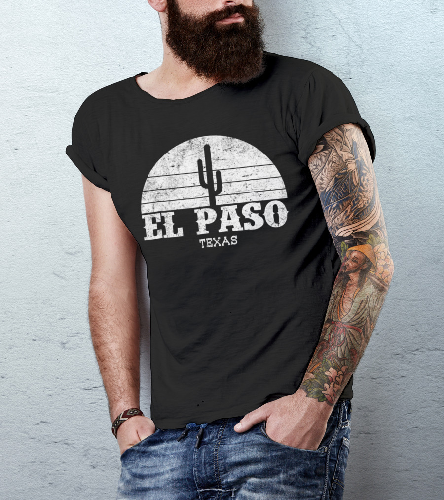 El Paso Texas Vintage Retro Cactus Lone Star City T-Shirt