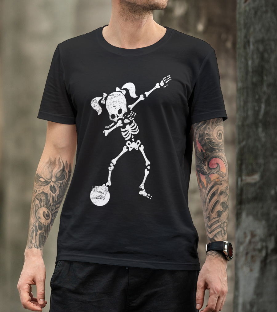 Skeleton Girl Dabbing With Soccer Ball And Hearts T-Shirt